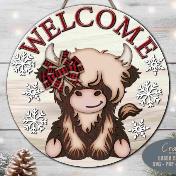 Festive Christmas Door Hanger Welcome Sign SVG Collection for