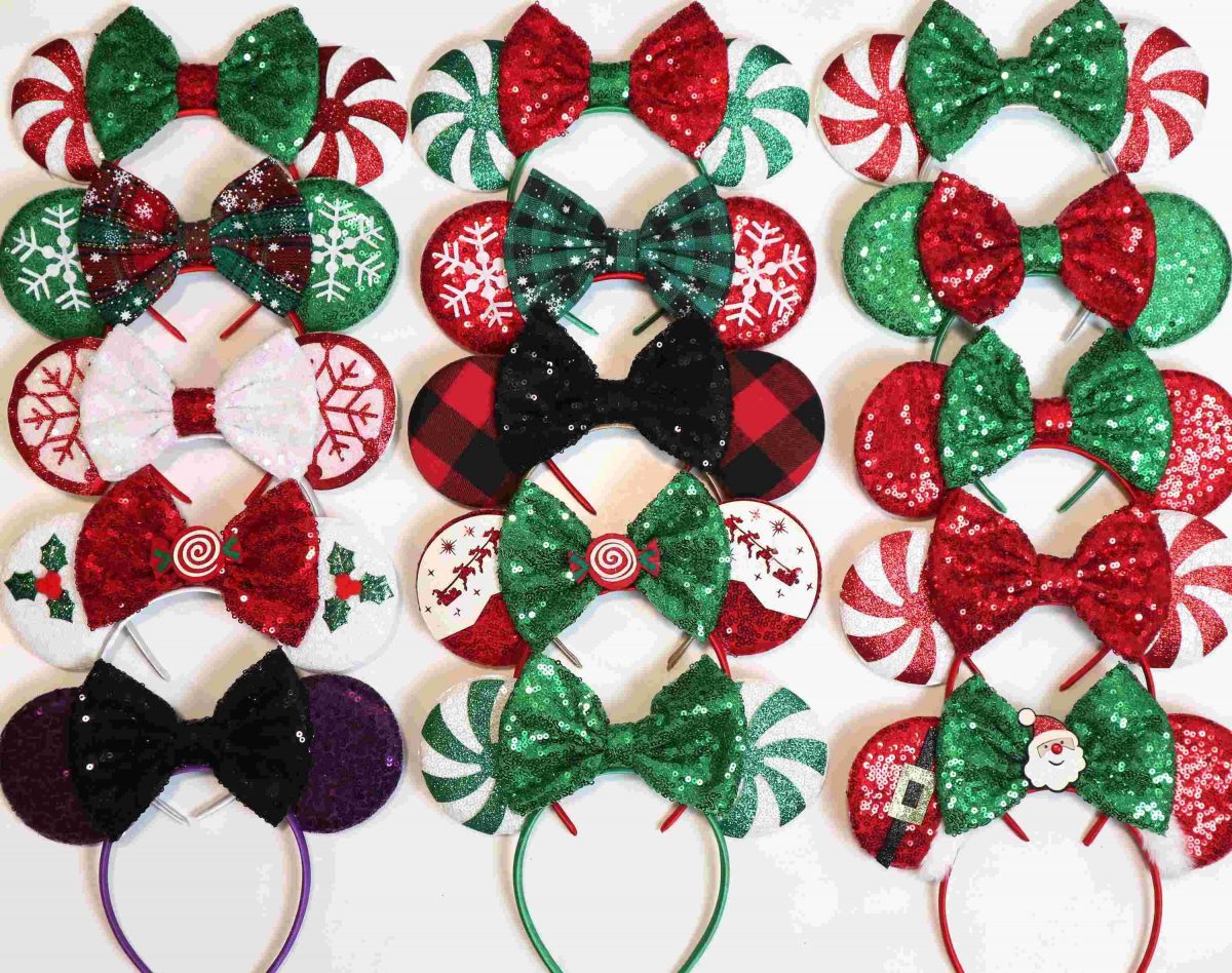 Festive Christmas Mickey Ears Peppermint Candy Headband Santa