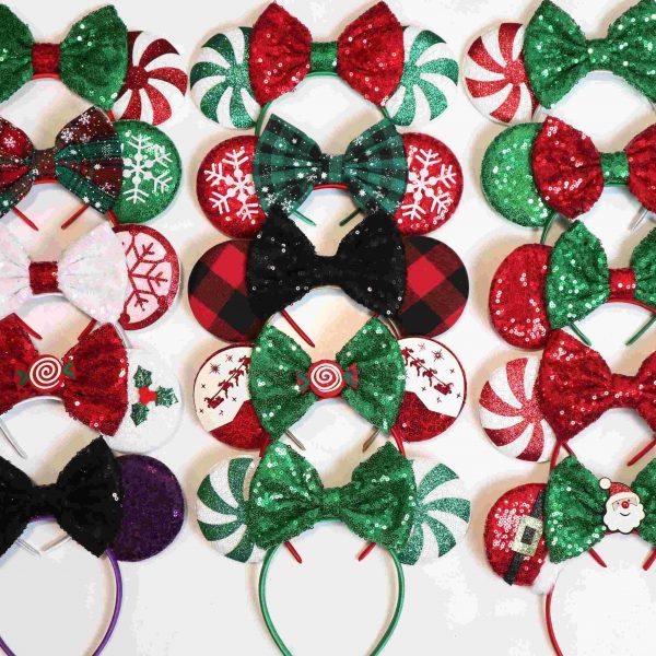 Festive Christmas Mickey Ears Peppermint Candy Headband Santa