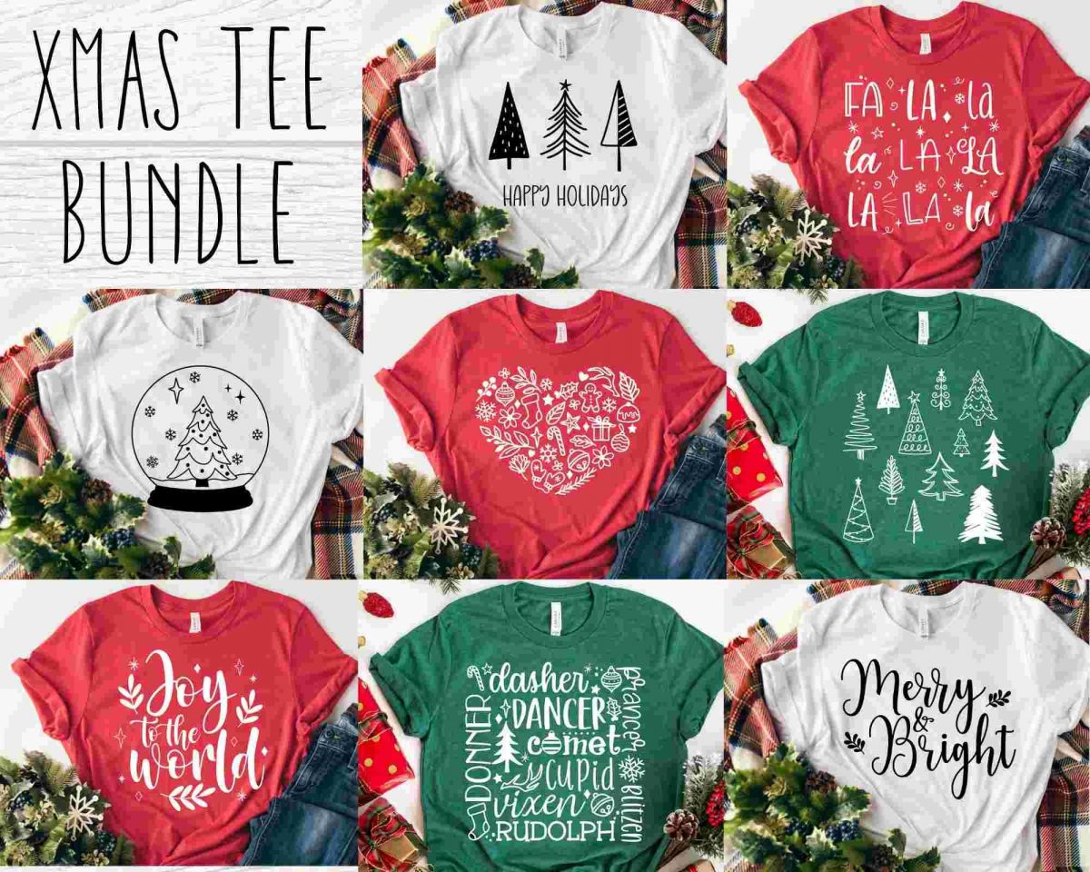 Festive Christmas Shirt SVG Bundle for Cricut Tee SVG Pack Instant