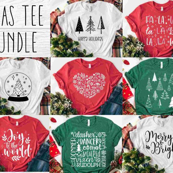 Festive Christmas Shirt SVG Bundle for Cricut Tee SVG Pack Instant