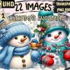 Festive Christmas Snowman Clipart Bundle 22 PNG Graphics Holiday