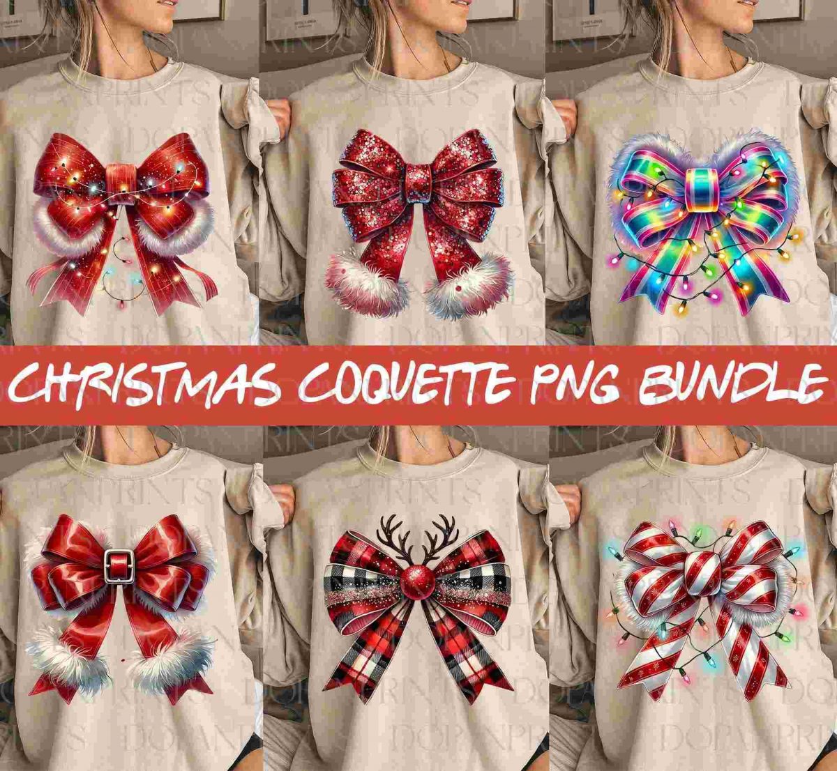 Festive Christmas SVG Bundle Coquette Bow Xmas Holiday Santa Bow Vibes