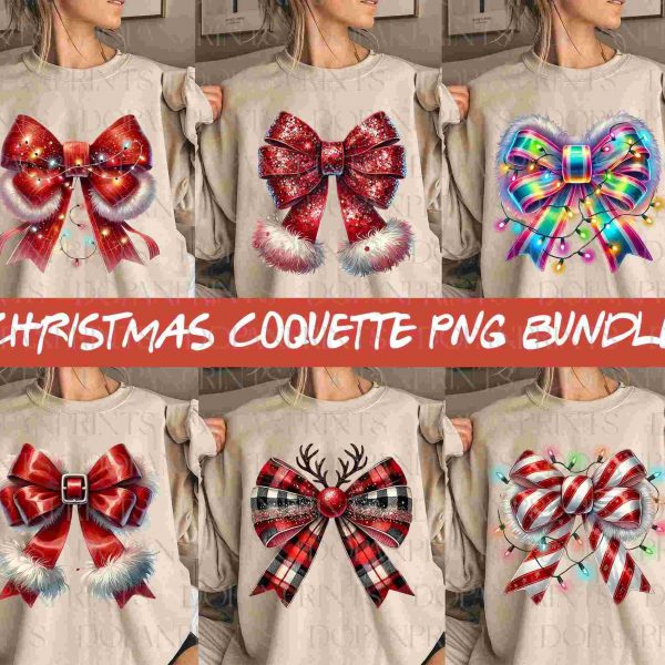 Festive Christmas SVG Bundle Coquette Bow Xmas Holiday Santa Bow Vibes