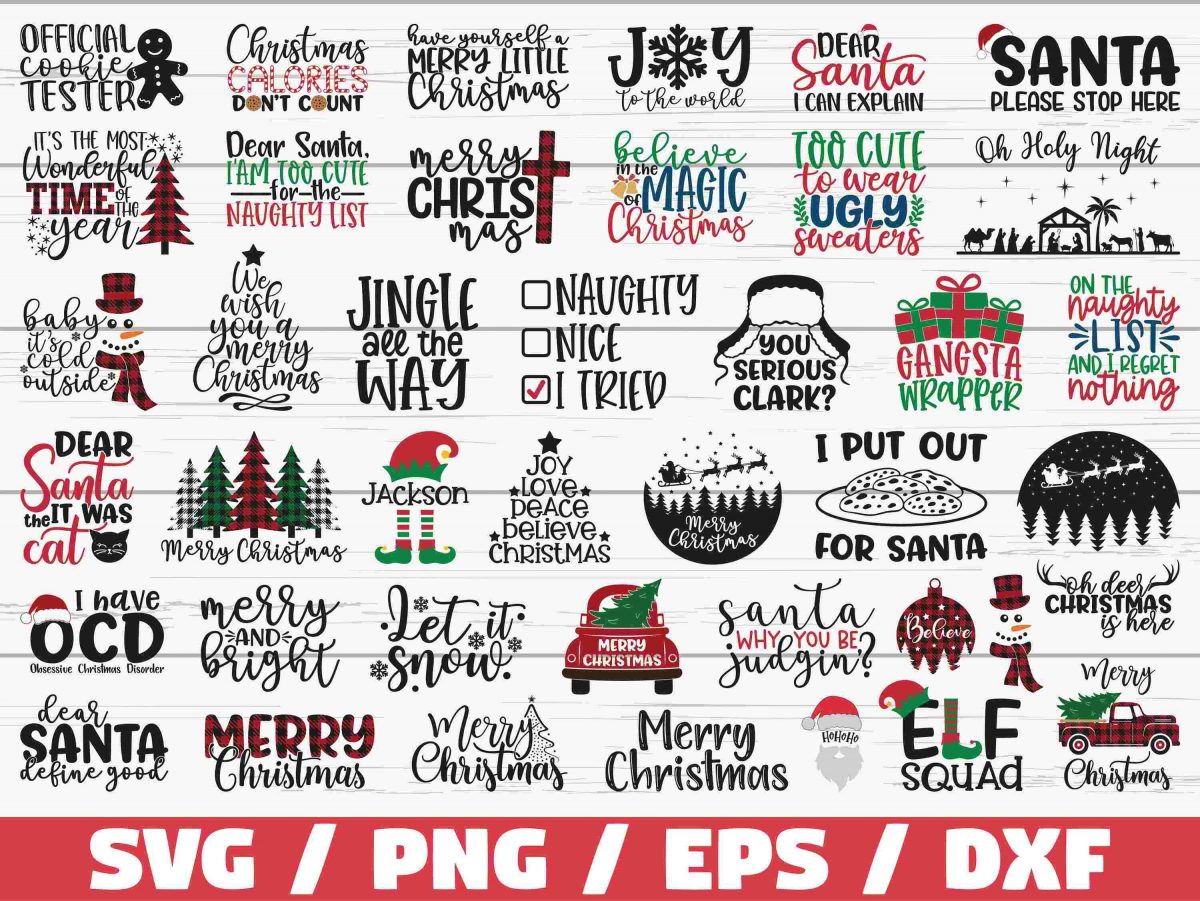 Festive Christmas SVG Bundle for Cricut and Clip Art Quotes and