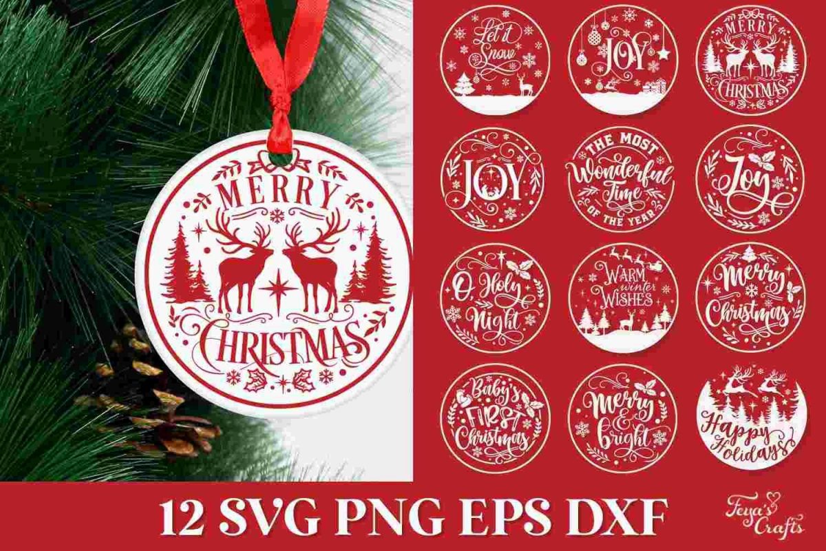 Festive Christmas SVG Ornaments Collection 2023 Baubles Tree Decor