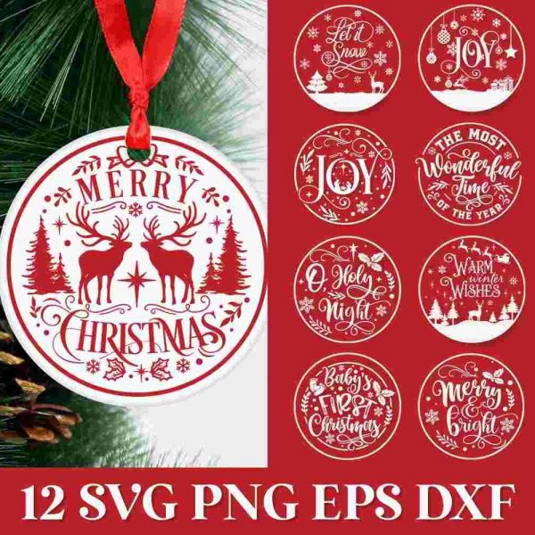 Festive Christmas SVG Ornaments Collection 2023 Baubles Tree Decor