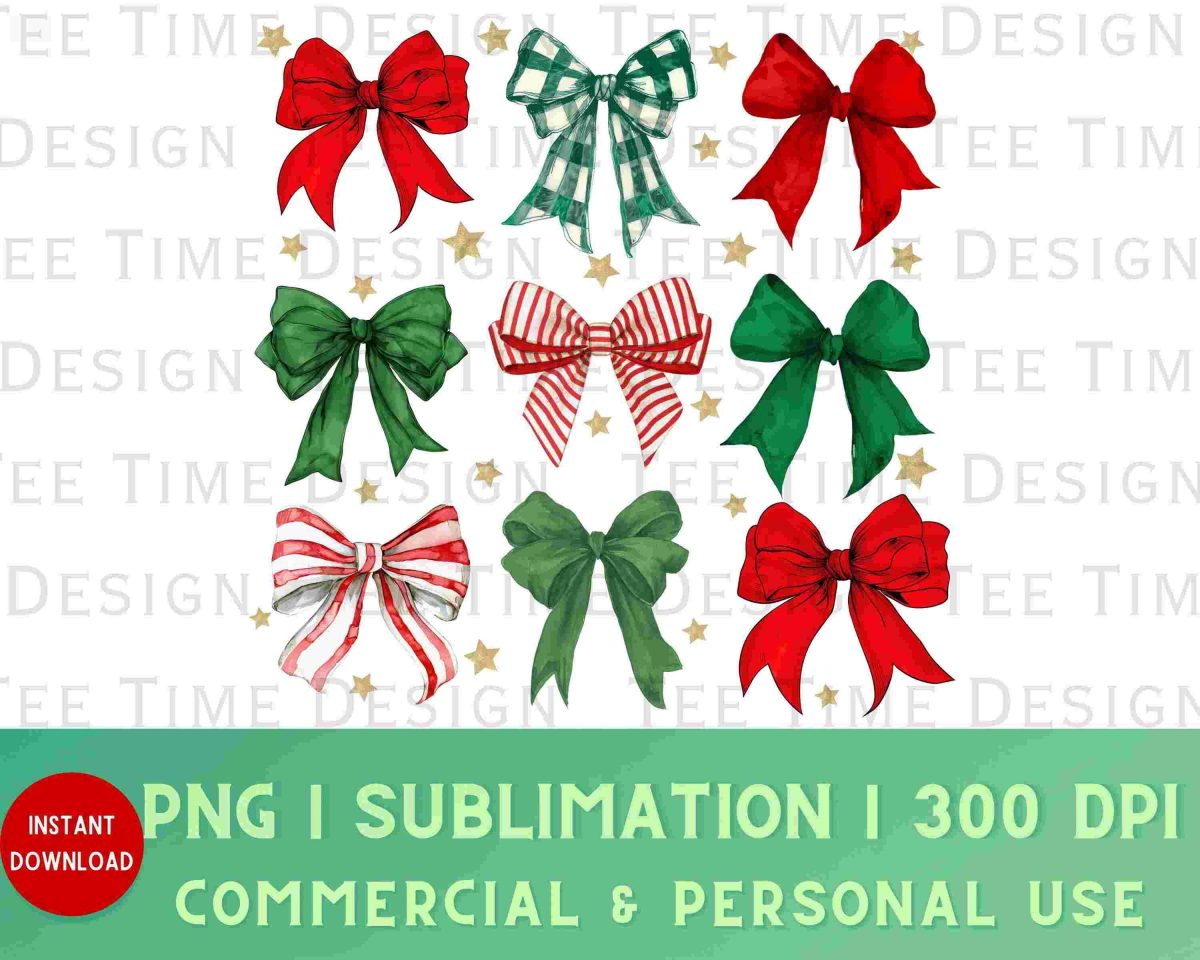 Festive Christmas SVG PNG Bundle Coquette Bows Trendy DTF Transfer