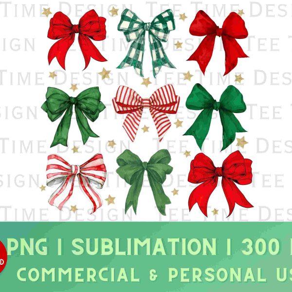 Festive Christmas SVG PNG Bundle Coquette Bows Trendy DTF Transfer