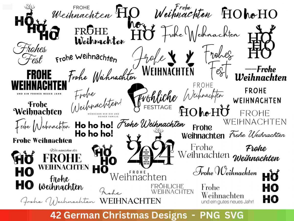 Festive Christmas SVG PNG German Lettering for Silhouette Cricut Ho