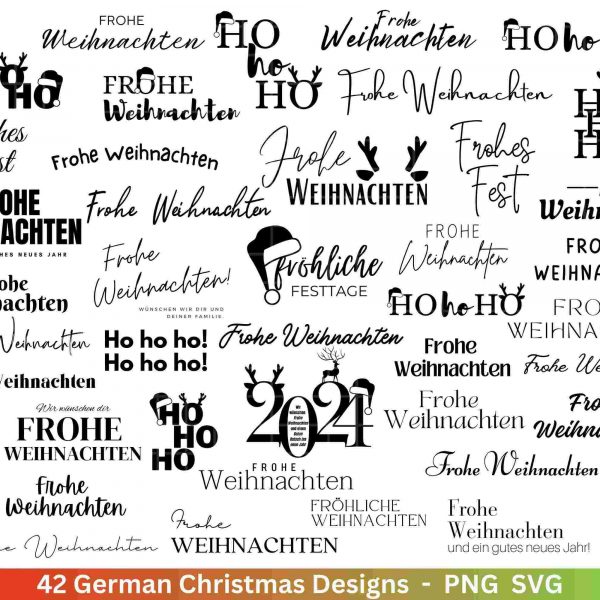 Festive Christmas SVG PNG German Lettering for Silhouette Cricut Ho