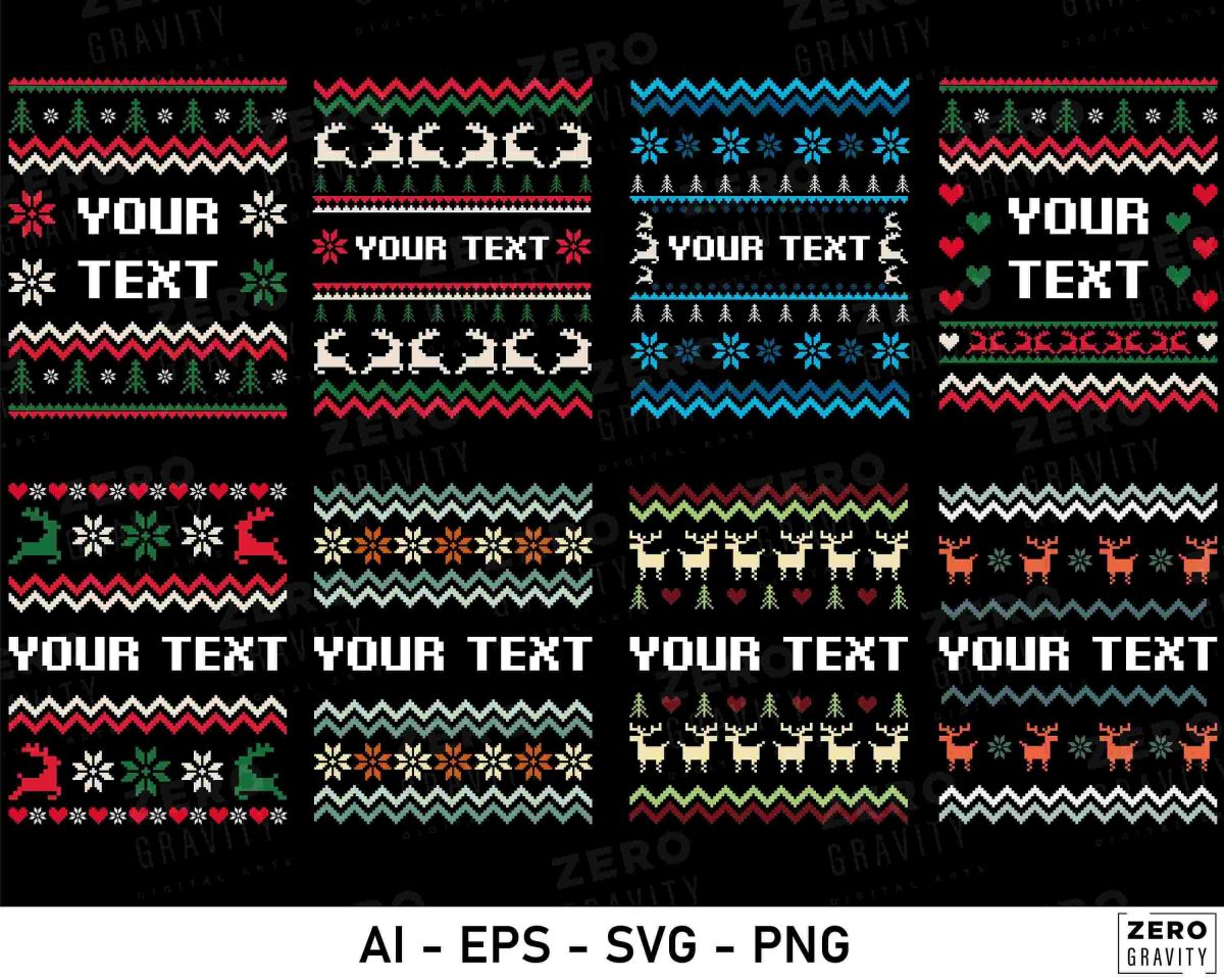 Festive Christmas Sweater Bundle SVG PNG Downloads