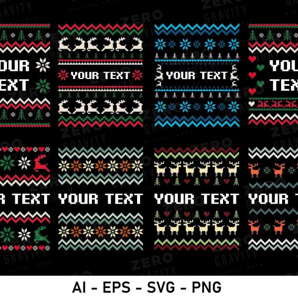 Festive Christmas Sweater Bundle SVG PNG Downloads