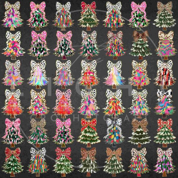 Festive Christmas Tree Bundle Colorful Coquette Glitter Png Dalmatian