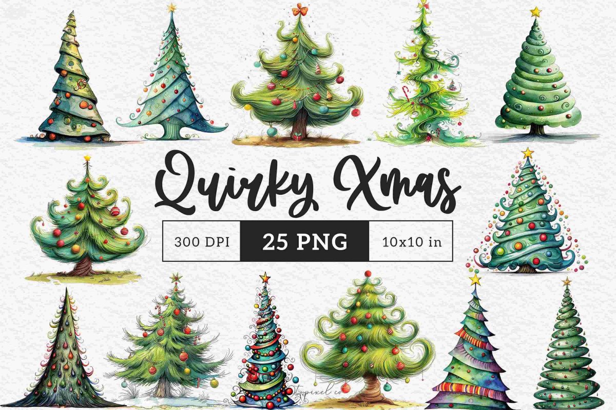 Festive Christmas Tree Graphics Whimsical Xmas PNG for Winter