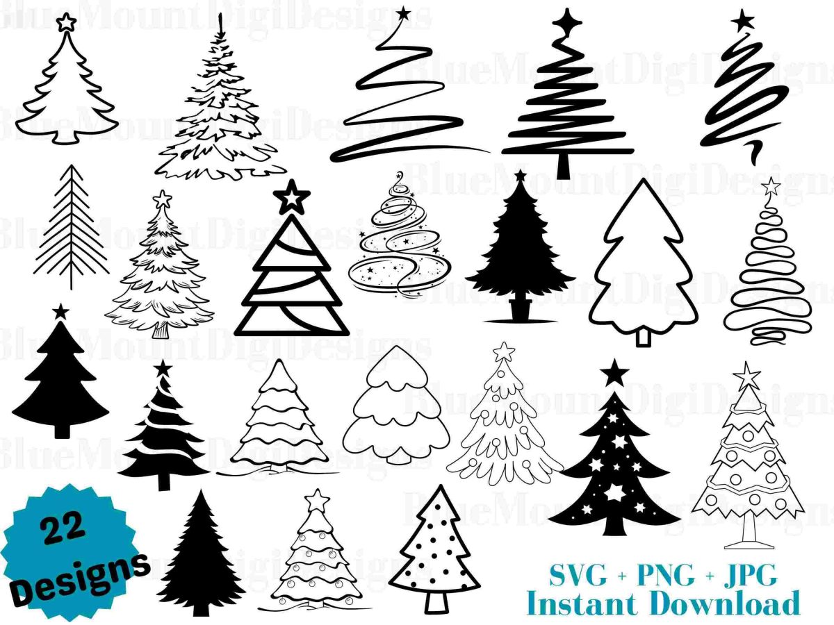 Festive Christmas Tree SVG PNG JPG Bundle for Holiday Decorations