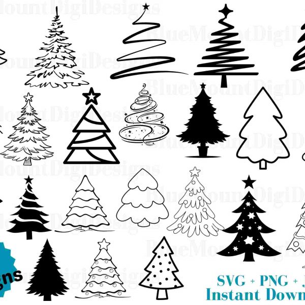 Festive Christmas Tree SVG PNG JPG Bundle for Holiday Decorations