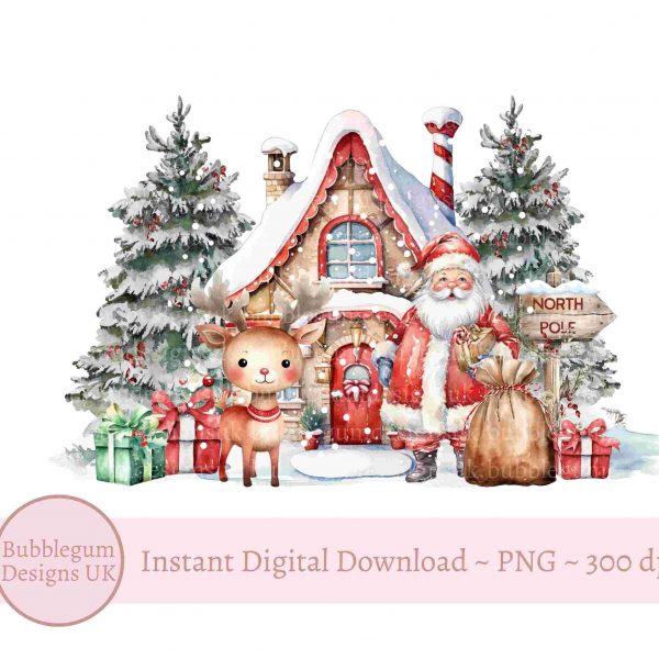 Festive Christmas Woodland Santa Reindeer PNG Design for Winter