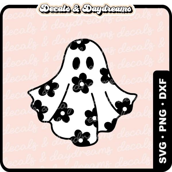 Festive Daisy Ghost SVG for Halloween Cute Floral Halloween Design