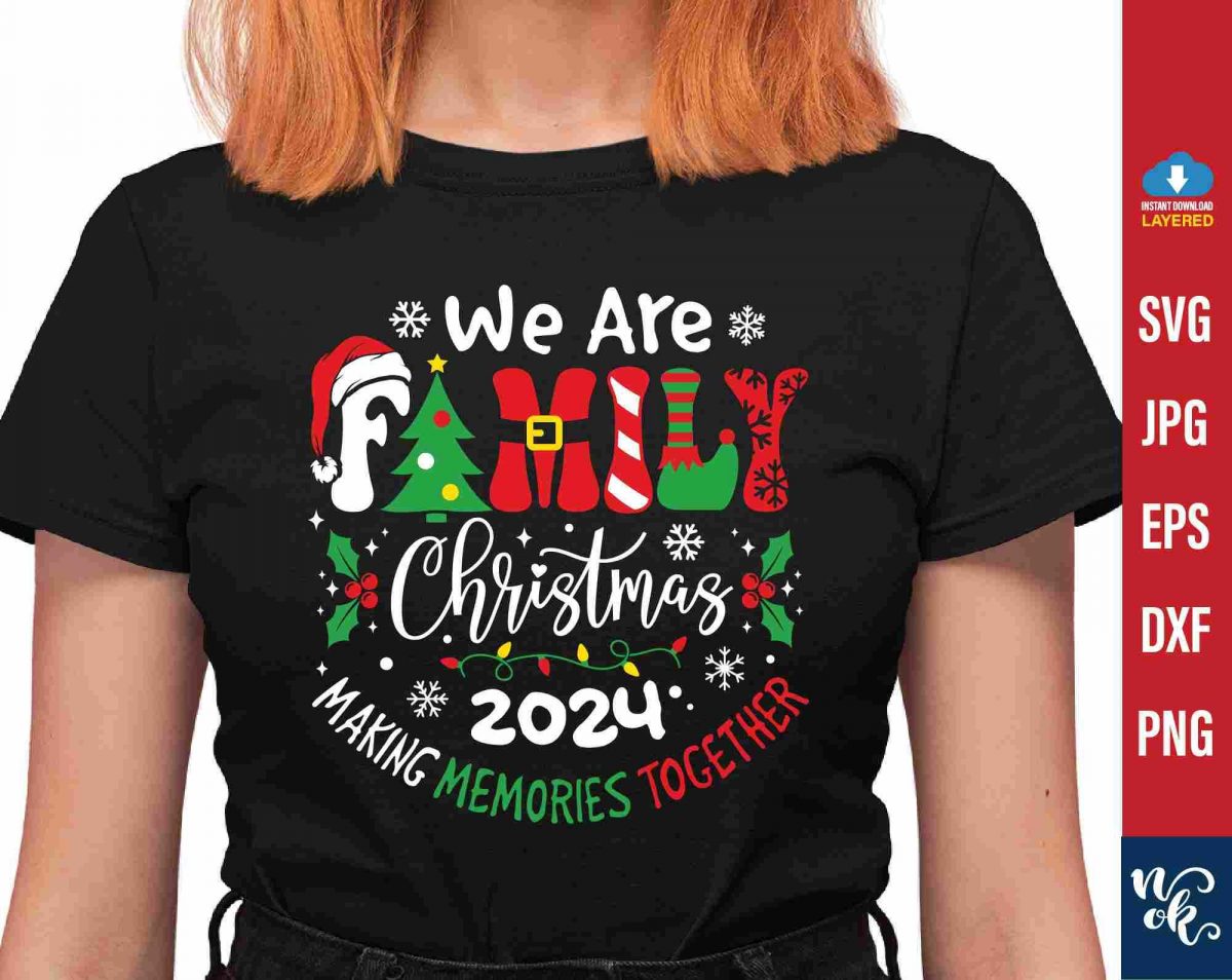 Festive Family Christmas 2024 SVG PNG Pajama Shirt Cut File for