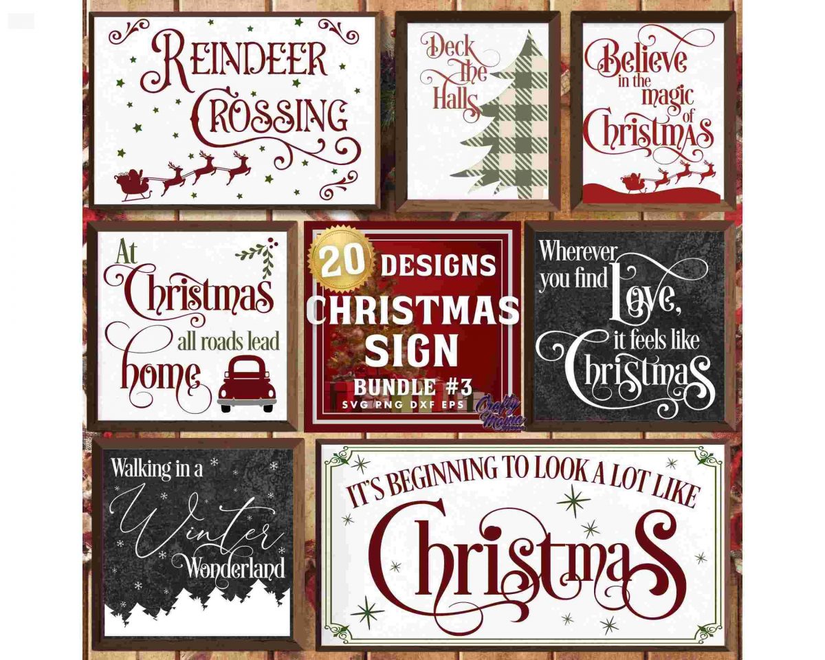 Festive Farmhouse Christmas Bundle SVGs PNGs for Holiday Signs