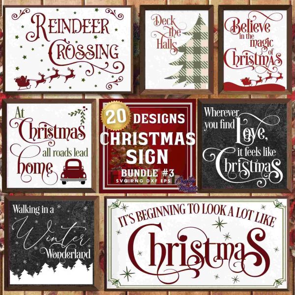 Festive Farmhouse Christmas Bundle SVGs PNGs for Holiday Signs