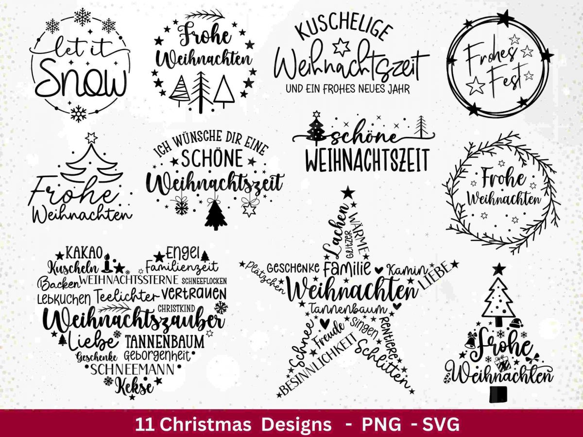 Festive German Christmas Sayings SVG for Cricut Laser Cutting