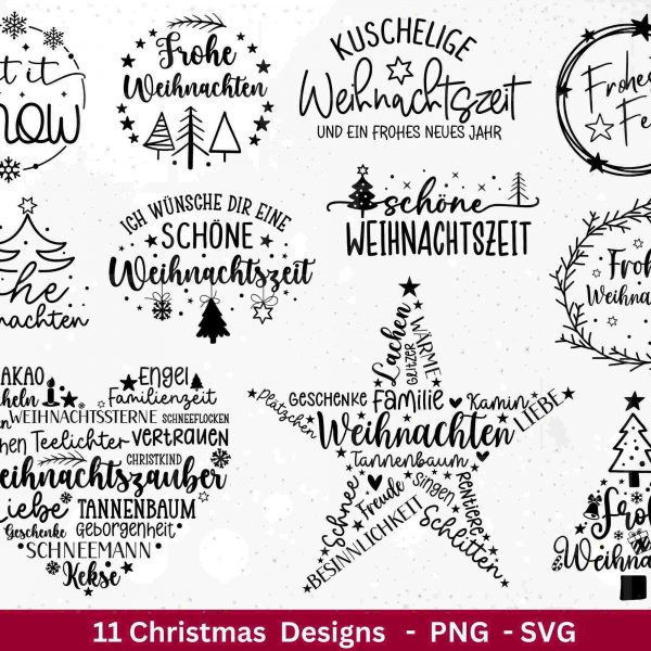 Festive German Christmas Sayings SVG for Cricut Laser Cutting