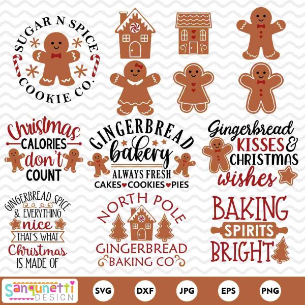 Festive Gingerbread Bundle SVG Clipart