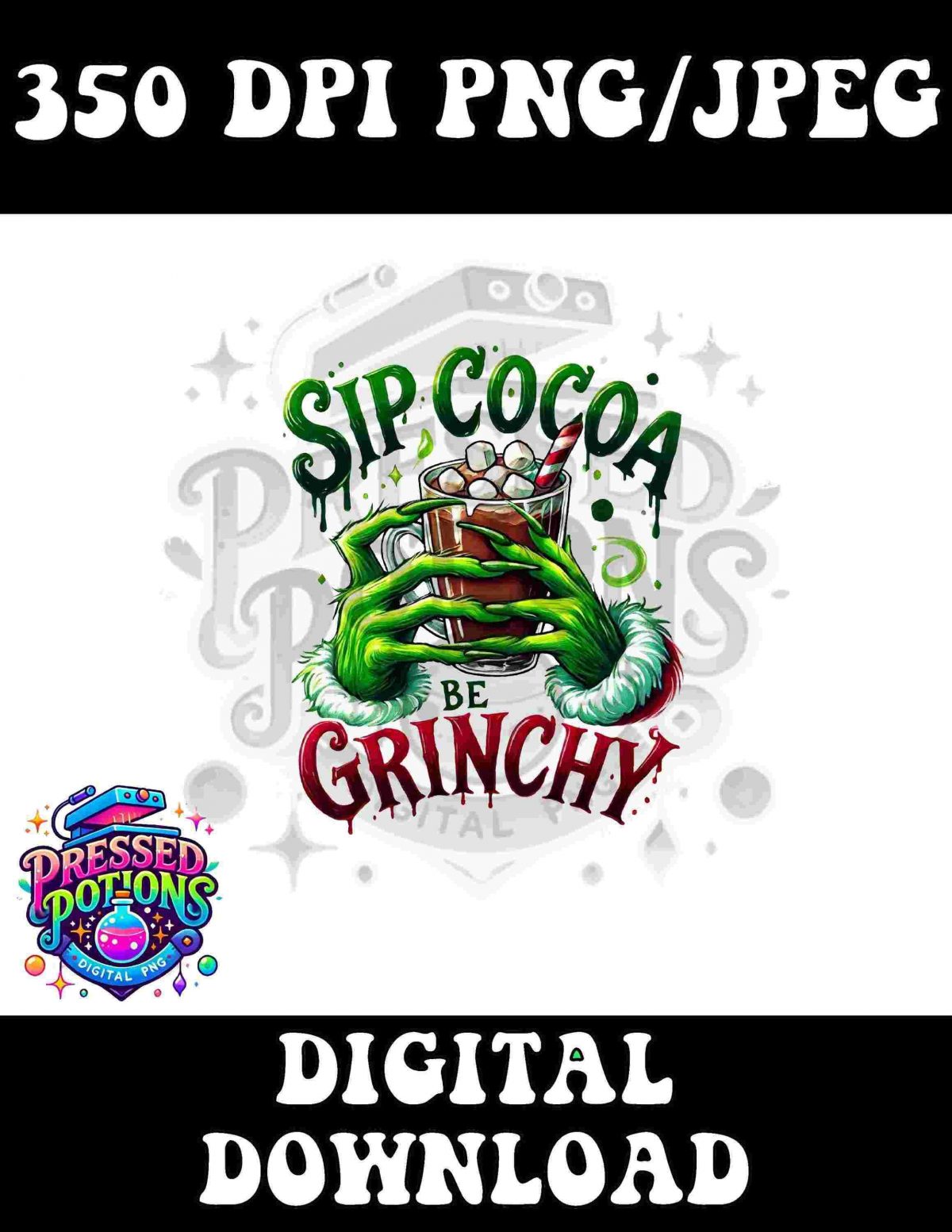 Festive Grinch Hands Hot Cocoa SVG Christmas Chocolate Graphic Design