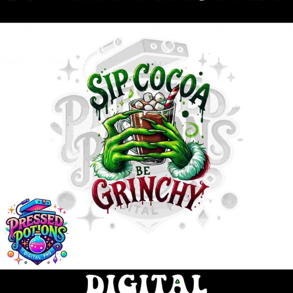 Festive Grinch Hands Hot Cocoa SVG Christmas Chocolate Graphic Design