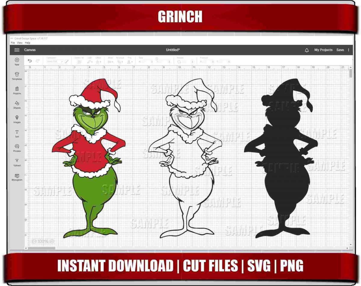 Festive Grinch SVG Christmas Clipart for Cricut Silhouette Instant