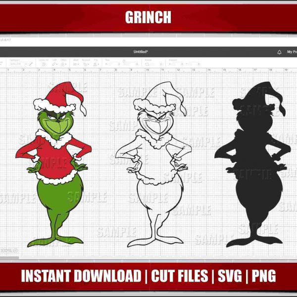 Festive Grinch SVG Christmas Clipart for Cricut Silhouette Instant