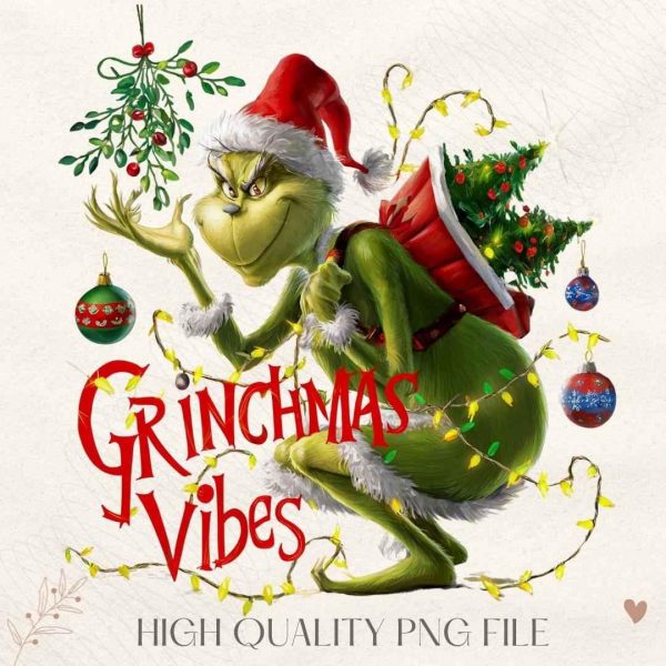 Festive Grincmas Vibes in Christmas SVG PNG for Sublimation