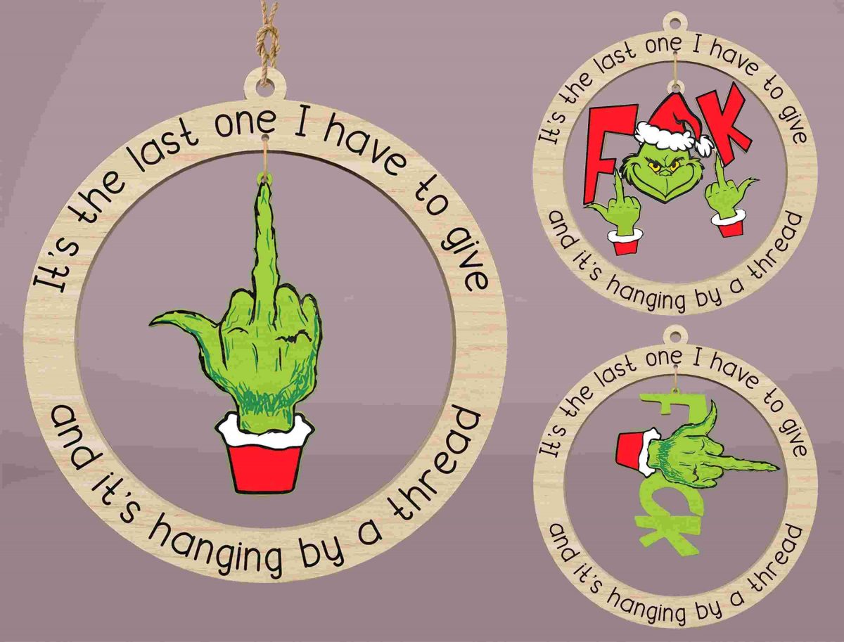 Festive Laser Cut SVG for Funny Christmas Ornaments Merry Grinchmas