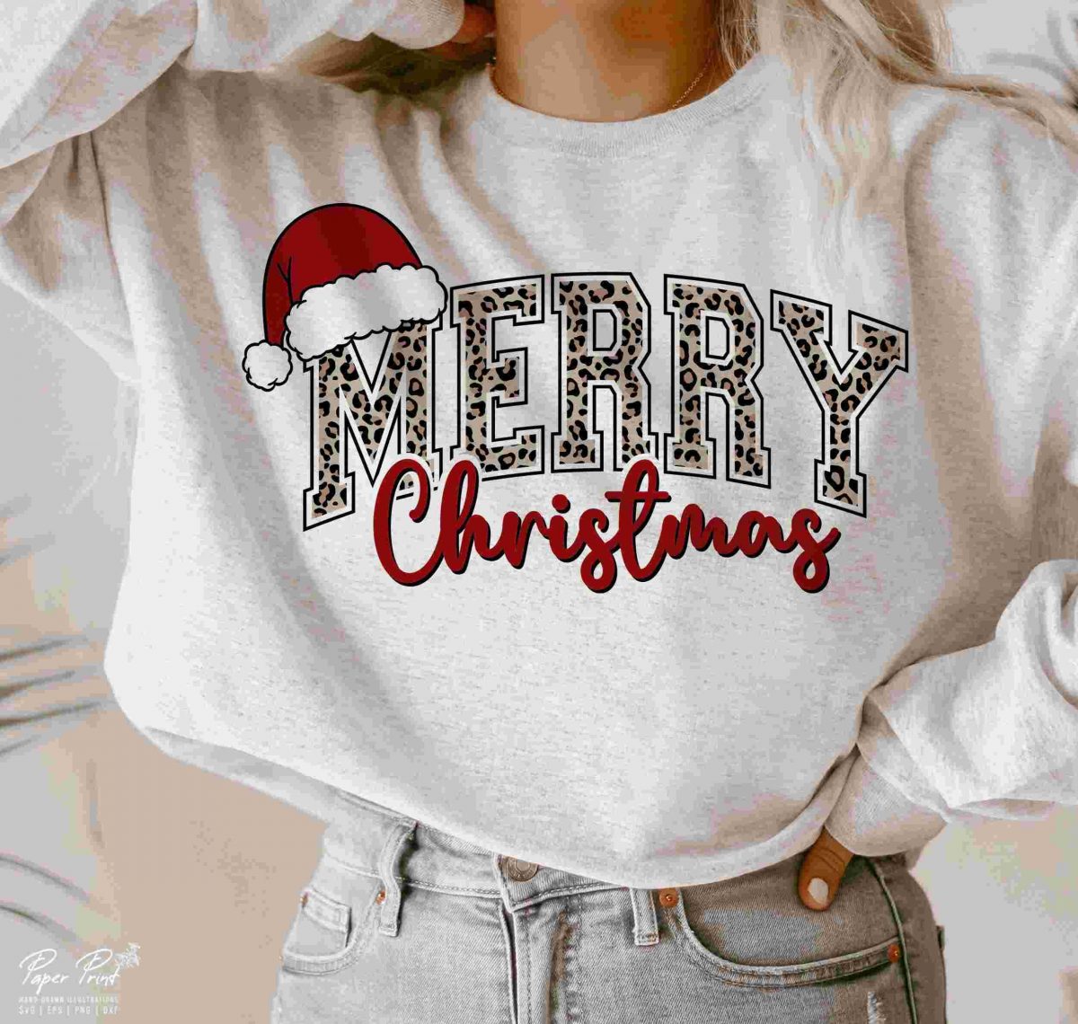 Festive Leopard Print Varsity Santa SVGs Christmas Season PNGs for