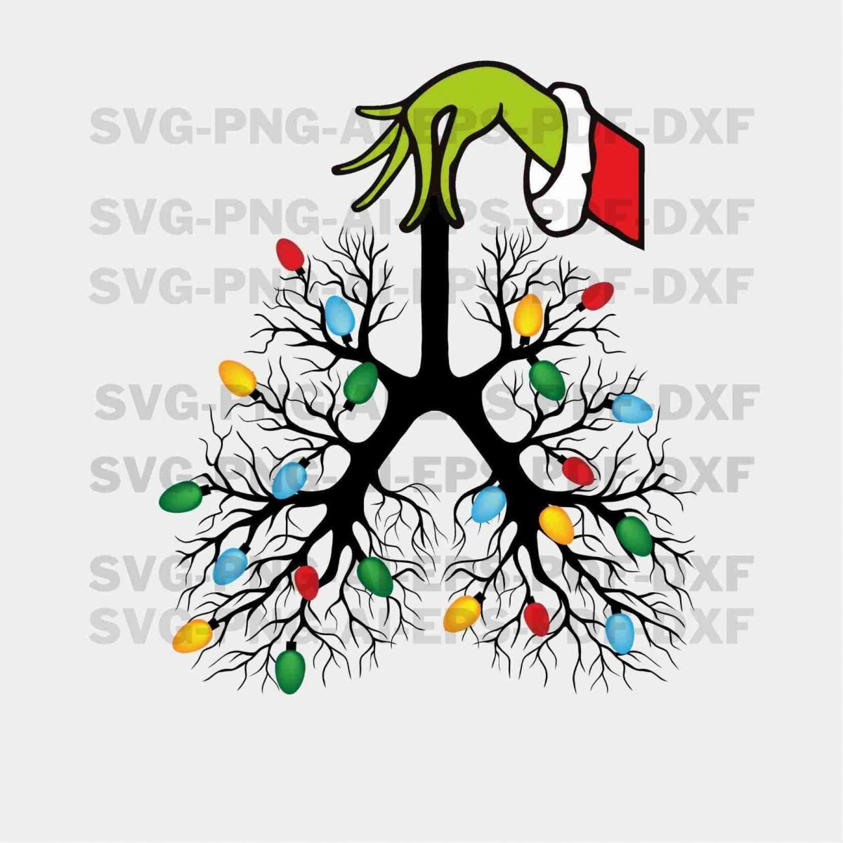 Festive Lung Xmas Decor Svg Png for Medical Professionals