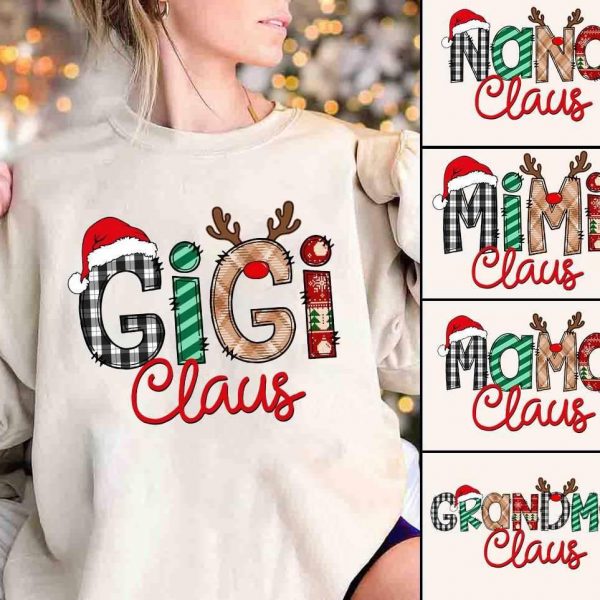 Festive Mama Gigi Nana Claus Bundle Christmas SVG Kids Name PNG