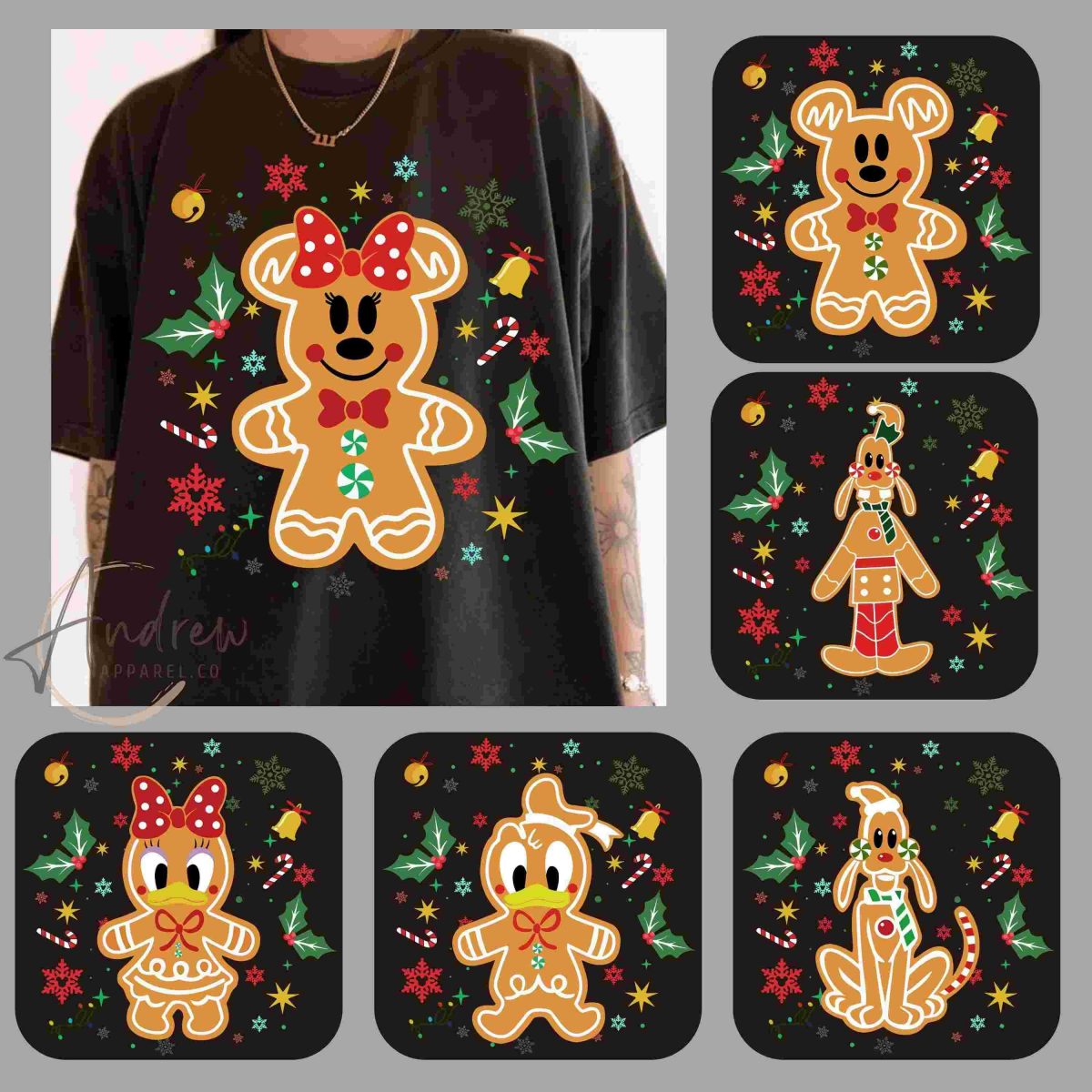 Festive Mickey Friends Ginger Cookies Christmas Bundle with Custom