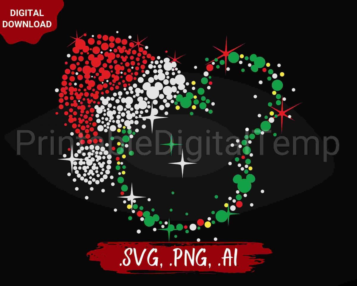 Festive Mickey Head SVG PNG for Sublimation and Cricut