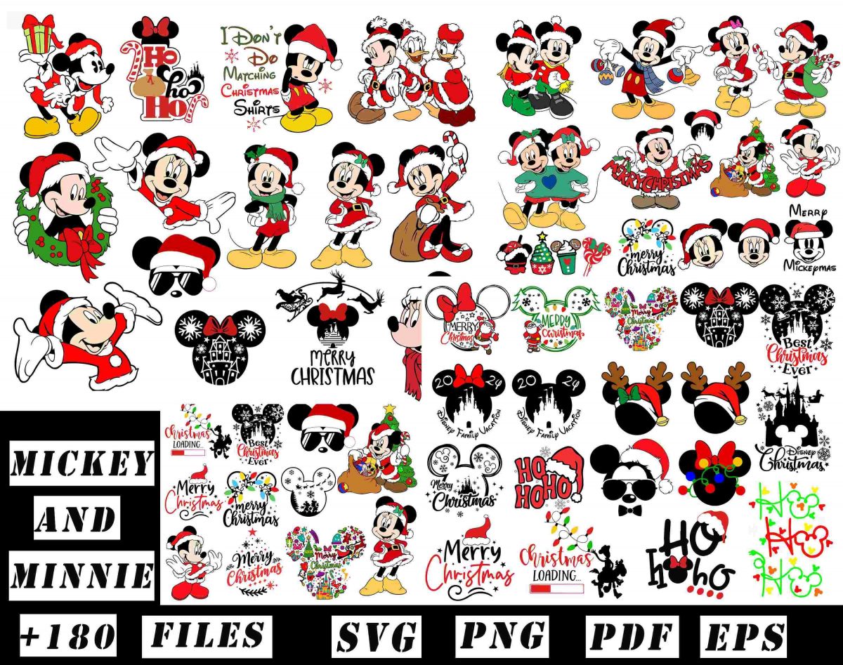 Festive Mickey Mouse Christmas Bundle SVG PNG