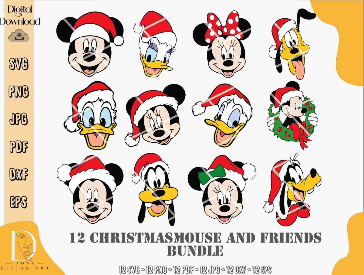 Festive Mouse Friends SVG Pack Christmas Squad Cartoon Movie Mouse