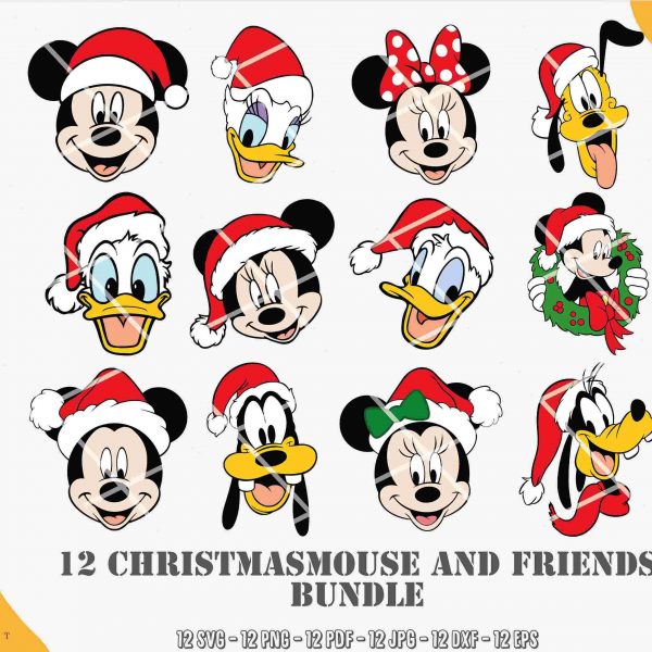 Festive Mouse Friends SVG Pack Christmas Squad Cartoon Movie Mouse