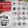 Festive Pet Ornament svg Bundle Dog Cat Christmas Ornaments Round