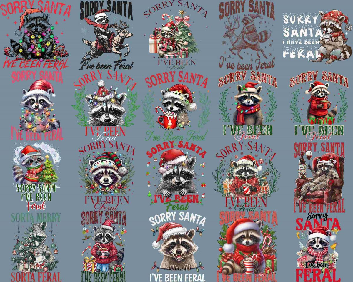 Festive Raccoon SVG Funny Christmas Hoodie Retro Holiday Vibes