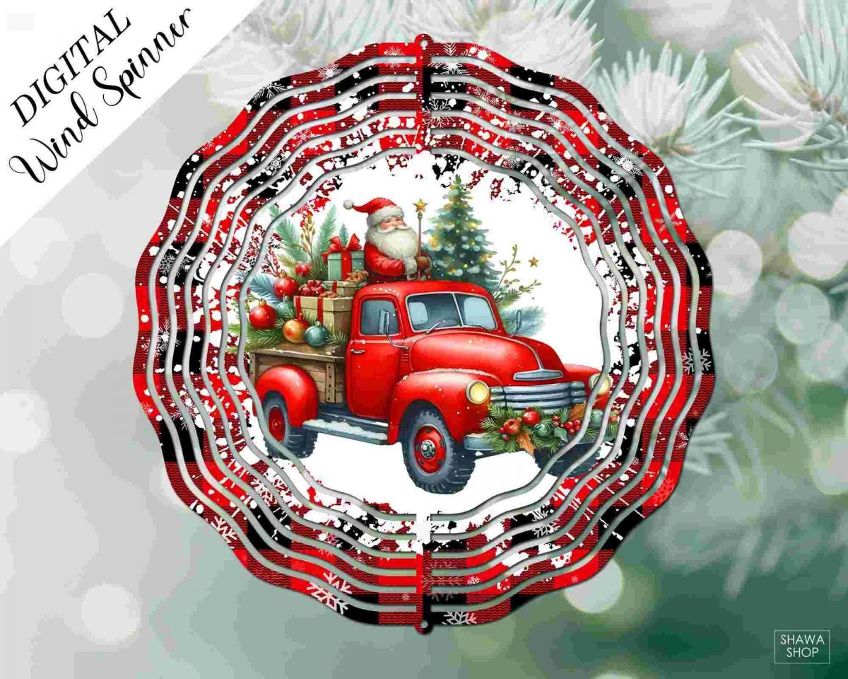 Festive Red Truck Christmas Wind Spinner Designs SVGPNG