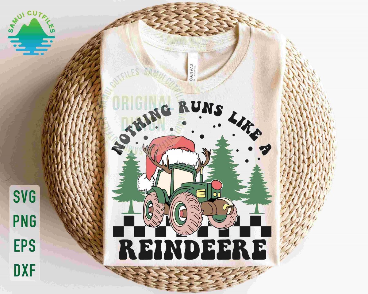 Festive Reindeer Svg Boy Christmas Svg with Tractor Kids Ornaments