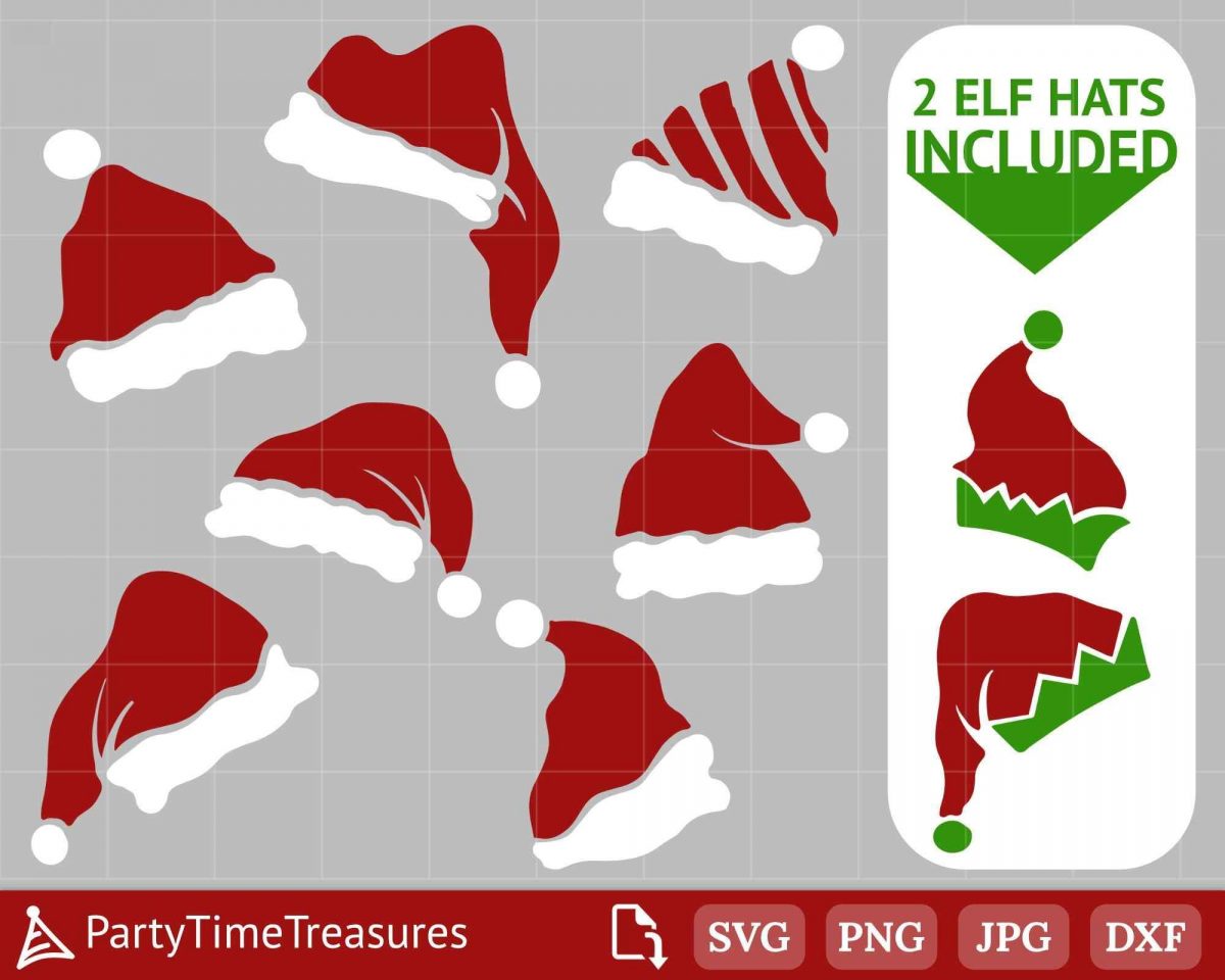 Festive Santa Christmas Elf Hat SVG Set High Quality PNG DXF