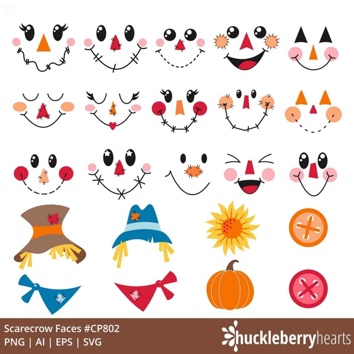 Festive Scarecrow Clipart Autumn SVG Pack Turkey PNG Adorable Fall