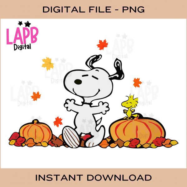 Festive Snoopy Woodstock with Pumpkins SVG Autumn Fun Get it Now